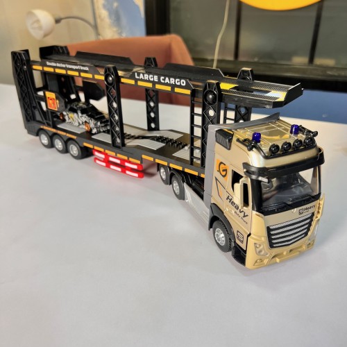 Remote Control Car Transporter Truck  - 14" 1:24 Mini RC Toy Semi Truck Trailer with 2pcs Rechargeable Batteries, Carrier Car Truck Vehicle with Lights,