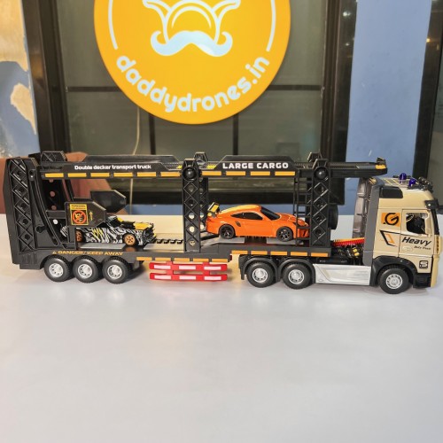 Remote Control Car Transporter Truck  - 14" 1:24 Mini RC Toy Semi Truck Trailer with 2pcs Rechargeable Batteries, Carrier Car Truck Vehicle with Lights,