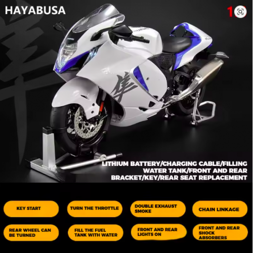 Suzuki Hayabusa GSX-1300R 1:6 Scale Alloy Metal Diecast Motorcycle Model | Sound, Light & Dynamic Display Collectible Suzuki Hayabusa GSX-1300R 1:6 Scale Alloy Metal Diecast Motorcycle Model | Sound, Light & Dynamic Display Collectible