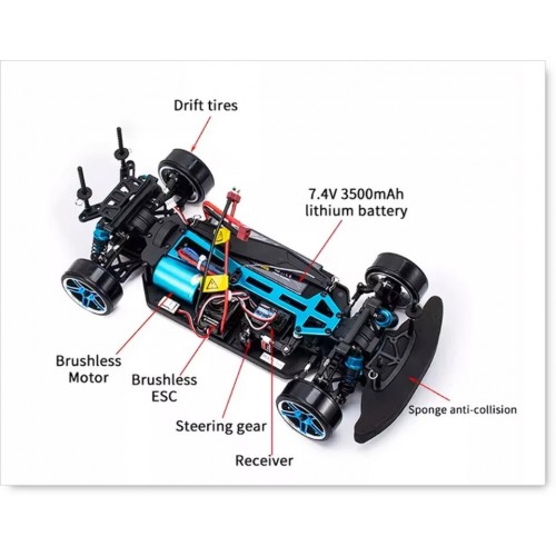 HSP 94123 PRO Brushless 1/10 2.4G AWD Remote Control On-Road Drift RC Car - Black