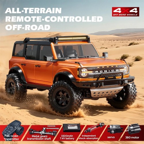 Hstar R22 RTR 1/12 2.4G 4WD RC Car RocK Crawler Off-Road Climbing Truck Full Proportional Control LED Light Metal Gear Drive Shaft Vehicles Models Toys