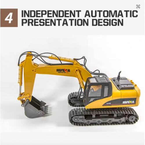 Huina 1535 1:14 Alloy RC Excavator – 15CH Metal Engineering Digger Truck with 2.4GHz Remote Control