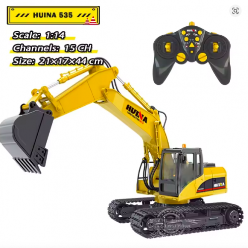 Huina 1535 1:14 Alloy RC Excavator – 15CH Metal Engineering Digger Truck with 2.4GHz Remote Control