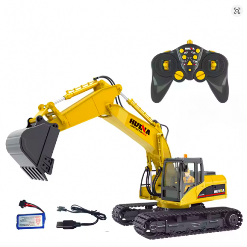 Huina 1535 1:14 Alloy RC Excavator – 15CH Metal Engineering Digger Truck with 2.4GHz Remote Control