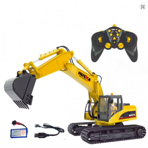 Huina 1535 1:14 Alloy RC Excavator – 15CH Metal Engineering Digger Truck with 2.4GHz Remote Control