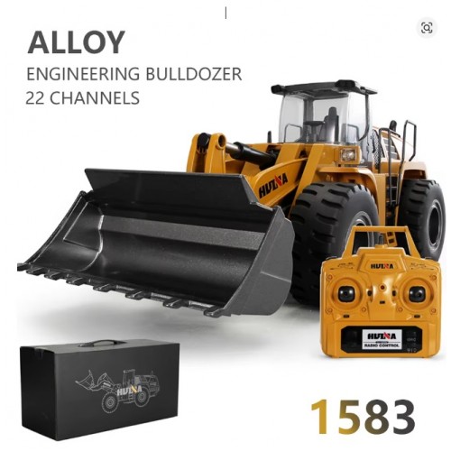 HUINA 1583 1/14 22 Channel Alloy Remote Control Loader Car Simulation Bulldozer Engineering Vehicle Toys