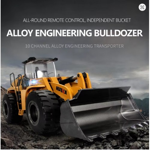HUINA 1583 1/14 22 Channel Alloy Remote Control Loader Car Simulation Bulldozer Engineering Vehicle Toys