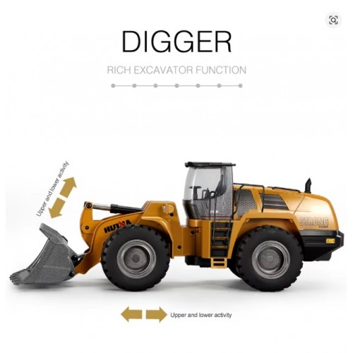 HUINA 1583 1/14 22 Channel Alloy Remote Control Loader Car Simulation Bulldozer Engineering Vehicle Toys