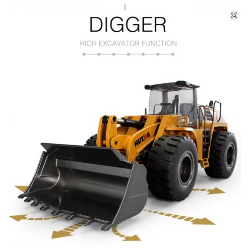 HUINA 1583 1/14 22 Channel Alloy Remote Control Loader Car Simulation Bulldozer Engineering Vehicle Toys