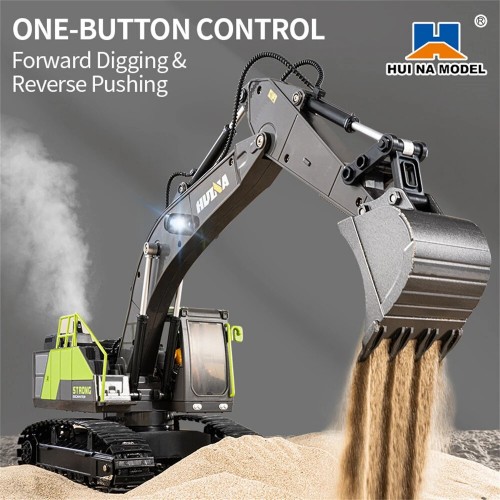 Huina 1661 1:18 Die-Cast Metal RC Excavator – 11CH Radio Control Construction Vehicle with LED Lights Huina 1661 1:18 Die-Cast Metal RC Excavator – 11CH Radio Control Construction Vehicle with LED Lights