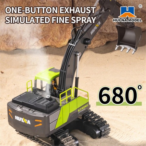 Huina 1661 1:18 Die-Cast Metal RC Excavator – 11CH Radio Control Construction Vehicle with LED Lights Huina 1661 1:18 Die-Cast Metal RC Excavator – 11CH Radio Control Construction Vehicle with LED Lights
