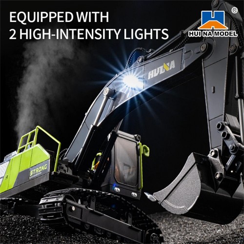 Huina 1661 1:18 Die-Cast Metal RC Excavator – 11CH Radio Control Construction Vehicle with LED Lights Huina 1661 1:18 Die-Cast Metal RC Excavator – 11CH Radio Control Construction Vehicle with LED Lights