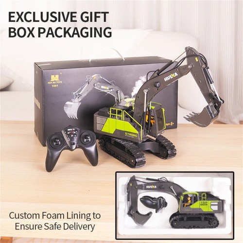Huina 1661 1:18 Die-Cast Metal RC Excavator – 11CH Radio Control Construction Vehicle with LED Lights Huina 1661 1:18 Die-Cast Metal RC Excavator – 11CH Radio Control Construction Vehicle with LED Lights