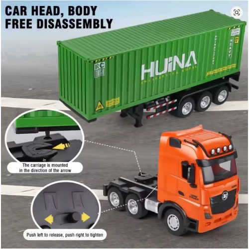 HUINA 1317 Rc Truck 1/18 9Ch Alloy Remote Control Container Cars Trucks Lighting Sound Radio Controlled