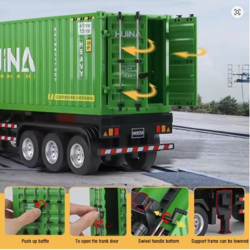 HUINA 1317 Rc Truck 1/18 9Ch Alloy Remote Control Container Cars Trucks Lighting Sound Radio Controlled