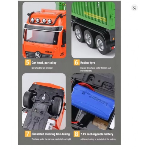 HUINA 1317 Rc Truck 1/18 9Ch Alloy Remote Control Container Cars Trucks Lighting Sound Radio Controlled