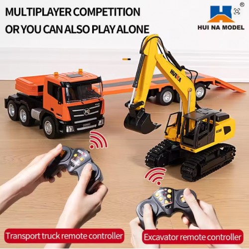 Huina 1319 RC Tractor Truck with Excavator & Trailer 1:18