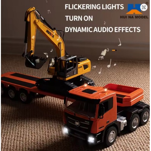 Huina 1319 RC Tractor Truck with Excavator & Trailer 1:18