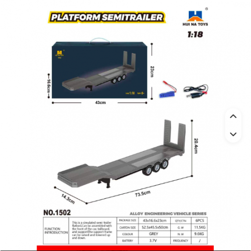Huina 1502 RC Trailer – 1/18 Scale Platform Semi Trailer