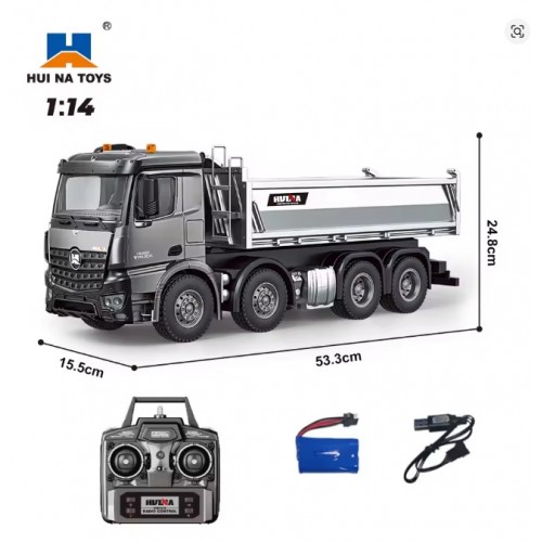 HUINA 1536PRO RC Car Alloy All-Scale Heavy-Duty Engineering Dump Truck 1:14 Scale Remote-Controlled Vehicle
