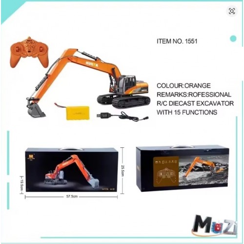 Huina 1551 fifteen Channels 1:14 Remote Control Alloy Long Arm Excavator Children'S Electric Toy Engineering Vehicle Model Toy