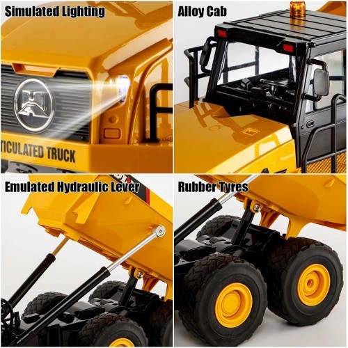 Huina 1553 Rc Excavator Huina 1/16 11CH 2.4G Electric Sound and Light Alloy Metal Dump Car RC Die-cast Truck Remote Control Toys