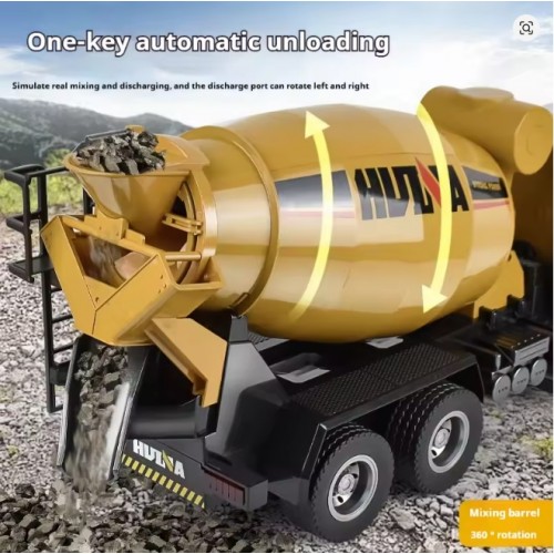 HUINA 1574 1/14 Scale 10-Channel 2.4G Remote Controlled Concrete Mixer Truck Engineering Vehicle Model 