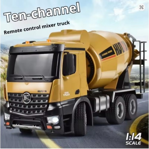 HUINA 1574 1/14 Scale 10-Channel 2.4G Remote Controlled Concrete Mixer Truck Engineering Vehicle Model 