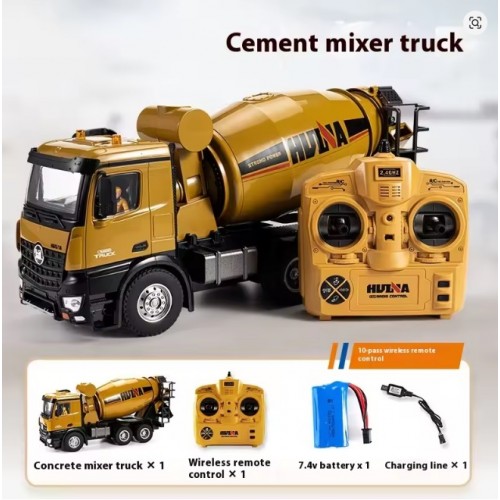 HUINA 1574 1/14 Scale 10-Channel 2.4G Remote Controlled Concrete Mixer Truck Engineering Vehicle Model 