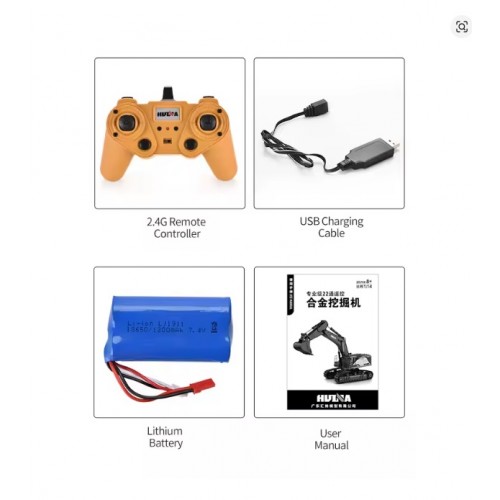 HUINA 1592 RC Excavator 1:14 Scale 22 Channels 2.4G Semi-Alloy Remote control Engineering Crawler