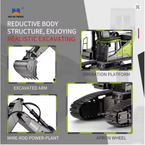 HUINA 1593 RC Excavator 1/14 Metal Alloy Engineering Crawler Tractor 2.4G Electric Remote Control Car Rc Vehicle Toys