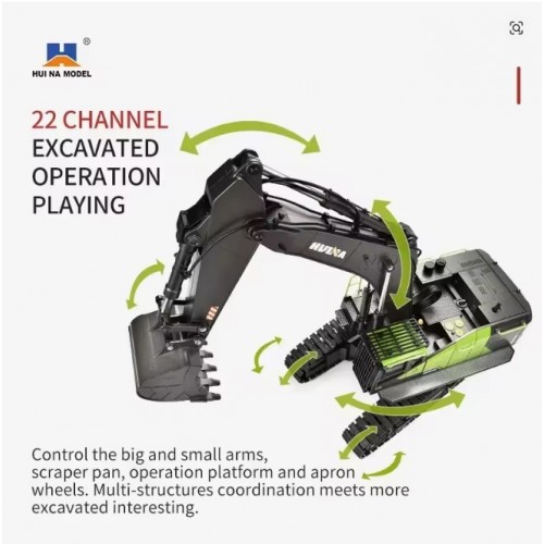 HUINA 1593 RC Excavator 1/14 Metal Alloy Engineering Crawler Tractor 2.4G Electric Remote Control Car Rc Vehicle Toys