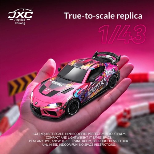 JXC SP4301 Official Licensed for Supra RTR 1/43 2.4G 4WD Drift RC Car with Gyro Full Proportional Remote Control Mini Race LED Light High-Speed Motor On-Road Racing Vehicle Model Boys Gifts Toys - Red
