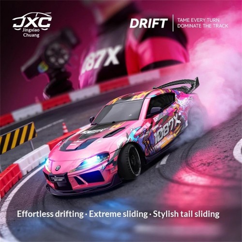 JXC SP4301 Official Licensed for Supra RTR 1/43 2.4G 4WD Drift RC Car with Gyro Full Proportional Remote Control Mini Race LED Light High-Speed Motor On-Road Racing Vehicle Model Boys Gifts Toys - Red