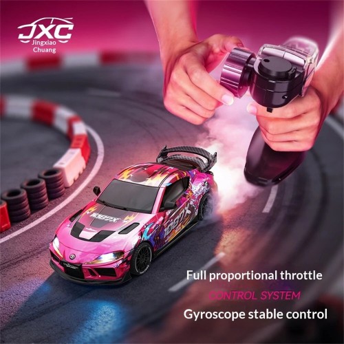 JXC SP4301 Official Licensed for Supra RTR 1/43 2.4G 4WD Drift RC Car with Gyro Full Proportional Remote Control Mini Race LED Light High-Speed Motor On-Road Racing Vehicle Model Boys Gifts Toys - Red