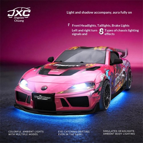 JXC SP4301 Official Licensed for Supra RTR 1/43 2.4G 4WD Drift RC Car with Gyro Full Proportional Remote Control Mini Race LED Light High-Speed Motor On-Road Racing Vehicle Model Boys Gifts Toys - Red