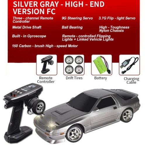 LDRC 1802 RTR 1/18 2.4G RWD RC Car FC Racing Drift Gyro On-Road Full Proportional Vehicles Models Toys - White & Silver LDRC 1802 RTR 1/18 2.4G RWD RC Car FC Racing Drift Gyro On-Road Full Proportional Vehicles Models Toys - White & Silver