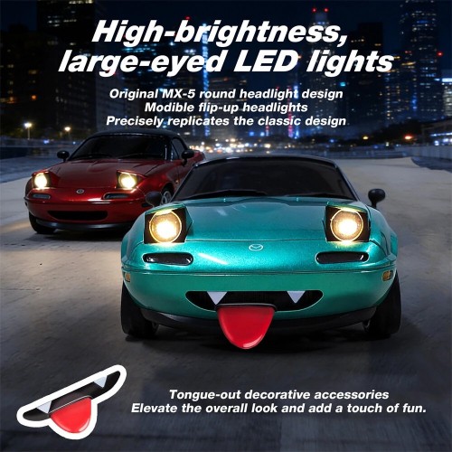  LDRC 1804 RTR 1/18 2.4G RWD RC Car Drift for Mazda MX-5 Miata NA Gyro LED Light Official Licensed On-Road Full Proportional Remote Control Racing Vehicles Models Toys - Cyan