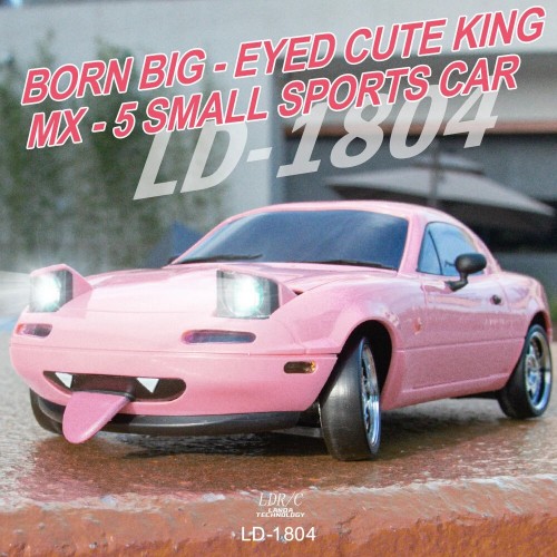  LDRC 1804 RTR 1/18 2.4G RWD RC Car Drift for Mazda MX-5 Miata NA Gyro LED Light Official Licensed On-Road Full Proportional Remote Control Racing Vehicles Models Toys - Cyan