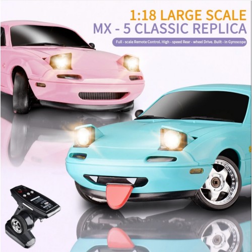 LDRC 1804 RTR 1/18 2.4G RWD RC Car Drift for Mazda MX-5 Gyro LED Light On-Road Full Proportional Racing Vehicles Models Toys - Blue & pINK LDRC 1804 RTR 1/18 2.4G RWD RC Car Drift for Mazda MX-5 Gyro LED Light On-Road Full Proportional Racing Vehicles Models Toys - Blue & pINK