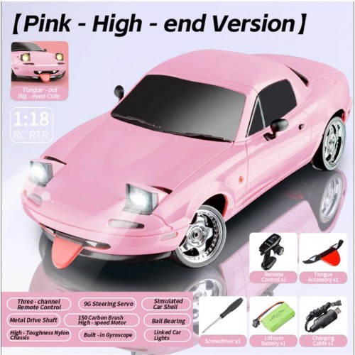 LDRC 1804 RTR 1/18 2.4G RWD RC Car Drift for Mazda MX-5 Gyro LED Light On-Road Full Proportional Racing Vehicles Models Toys - Blue & pINK LDRC 1804 RTR 1/18 2.4G RWD RC Car Drift for Mazda MX-5 Gyro LED Light On-Road Full Proportional Racing Vehicles Models Toys - Blue & pINK
