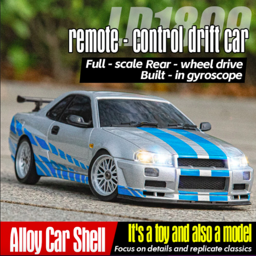 LDRC 1899/A99 RTR 1/18 2.4G RWD RC Car Drift GTR R34 Optional Gyro LED Light On-Road Full Proportional Alloy Body Shell Racing Vehicles Models Toys LDRC 1899/A99 RTR 1/18 2.4G RWD RC Car Drift GTR R34 Optional Gyro LED Light On-Road Full Proportional Alloy Body Shell Racing Vehicles Models Toys