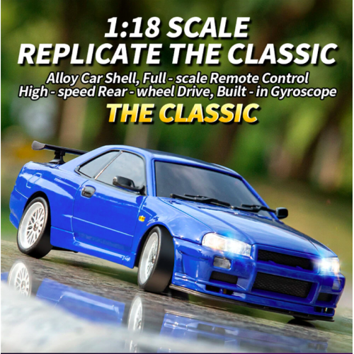 LDRC 1899/A99 RTR 1/18 2.4G RWD RC Car Drift GTR R34 Optional Gyro LED Light On-Road Full Proportional Alloy Body Shell Racing Vehicles Models Toys LDRC 1899/A99 RTR 1/18 2.4G RWD RC Car Drift GTR R34 Optional Gyro LED Light On-Road Full Proportional Alloy Body Shell Racing Vehicles Models Toys