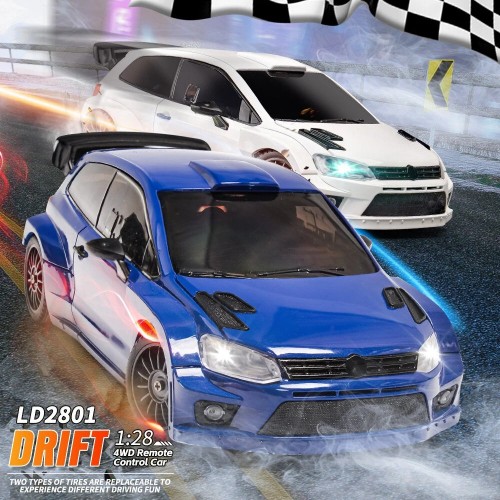LDRC 2801 RTR 1/28 2.4G 4WD RC Car Drift for POLO R LED Light On-Road Full Proportional Racing Vehicles Models Toys 3.7V 1s Battery 