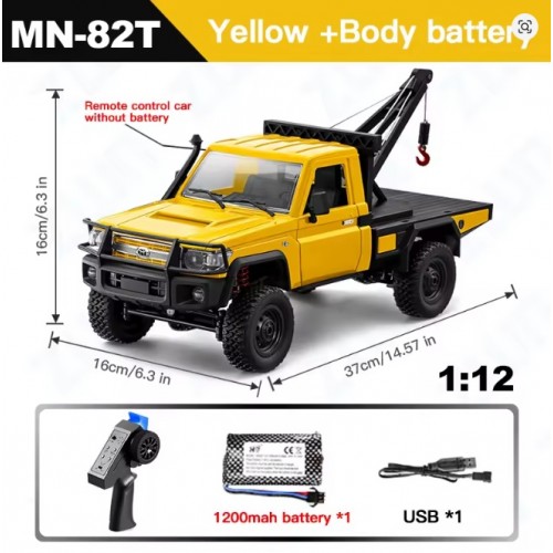 MNRC MN-82T simulation full ratio 1:12 pickup truck rescue trailer model four-wheel drive off-road RC 