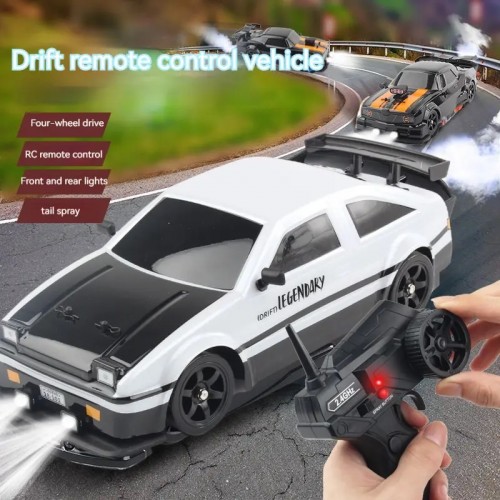 Racing Rally 2.4 GHz 1:16 4WD RTR High Speed R/C Drift Car with LED Lights and Drifting Wheels + Extra Racing Wheels + Exhaust Smoke(Retro Look)