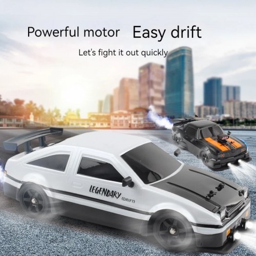 Racing Rally 2.4 GHz 1:16 4WD RTR High Speed R/C Drift Car with LED Lights and Drifting Wheels + Extra Racing Wheels + Exhaust Smoke(Retro Look)