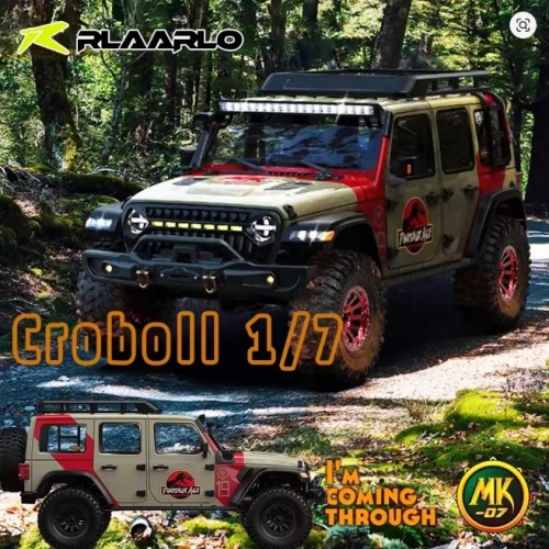 RLAARLO MK07 Hobby Grade 2.4G RC Crawler 1:7Th Scale Hand Painted 4WD Truck Brushless FOC ESC Aluminum Alloy Advanced Suspension - Dinosaur Edition