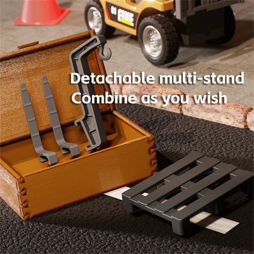 TRASPED HG4-243 RTR 1/64 2.4G Mini RC Car Alloy Forklift Support App Remote Controlled LED Light Sound Engineering Vehicle Desktop Toys Model Collection Gift For Boys - Yellow