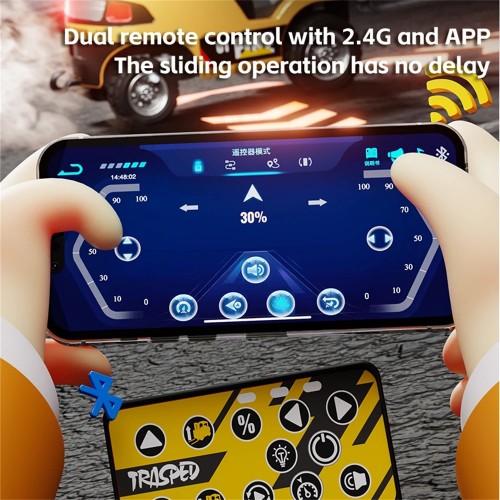 TRASPED HG4-243 RTR 1/64 2.4G Mini RC Car Alloy Forklift Support App Remote Controlled LED Light Sound Engineering Vehicle Desktop Toys Model Collection Gift For Boys - Yellow